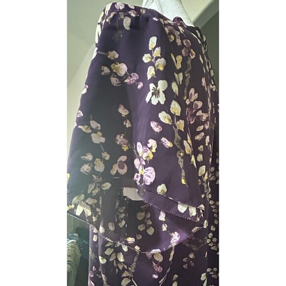 Lands' End Purple Floral Pulllover Pintuck Blouse w Tie Plus Size 18W - Picture 2 of 9